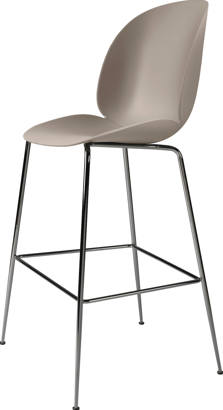 Beetle Bar Chair Un - Upholstered - Gubi - Stools + Benches + Ottomans - Black Chrome - New Beige - HORNE
