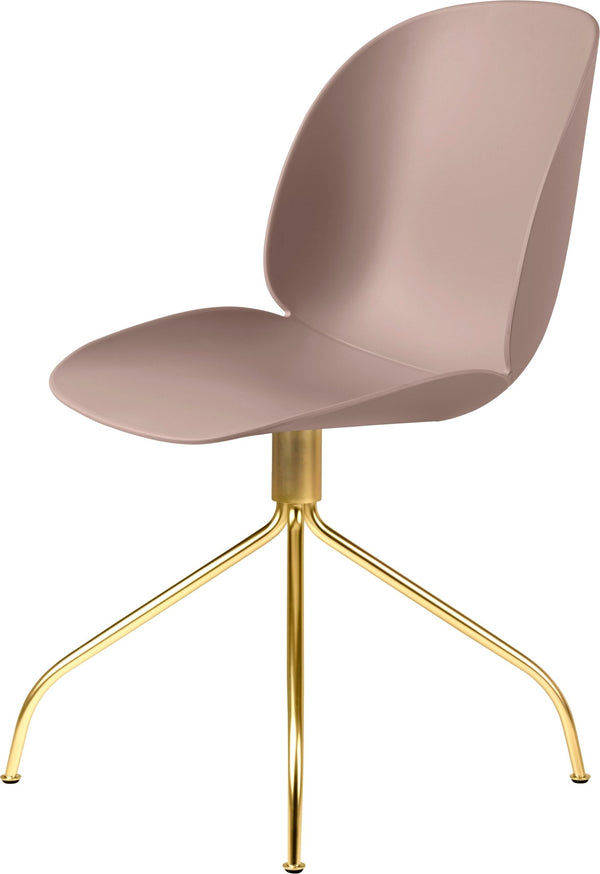Beetle Meeting Chair - Brass Swivel Base - Gubi - Chairs - Sweet Pink - HORNE