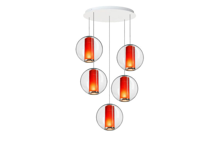 Bel Occhio Chandelier - Pablo Designs - Pendants - 5 Orange Belo Occhio 16's - HORNE