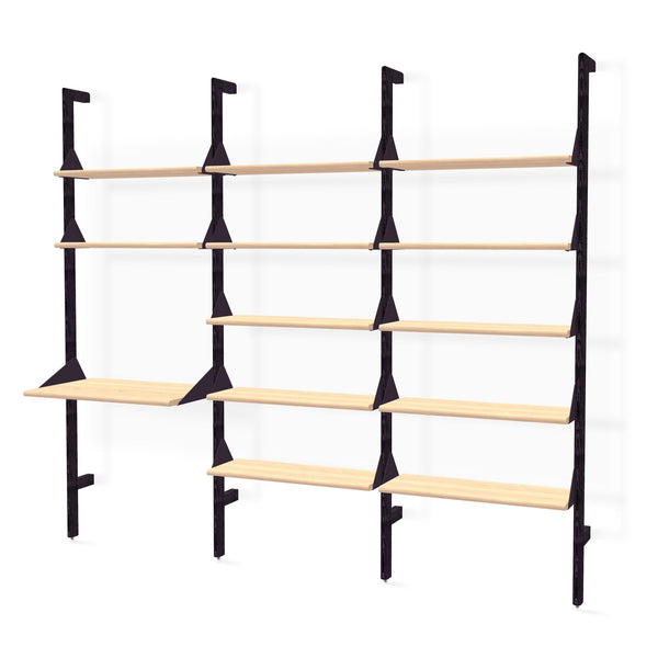 Branch - 3 Shelving Unit with Desk - Gus* Modern - Shelving - Black Frame/Blonde Shelves - HORNE