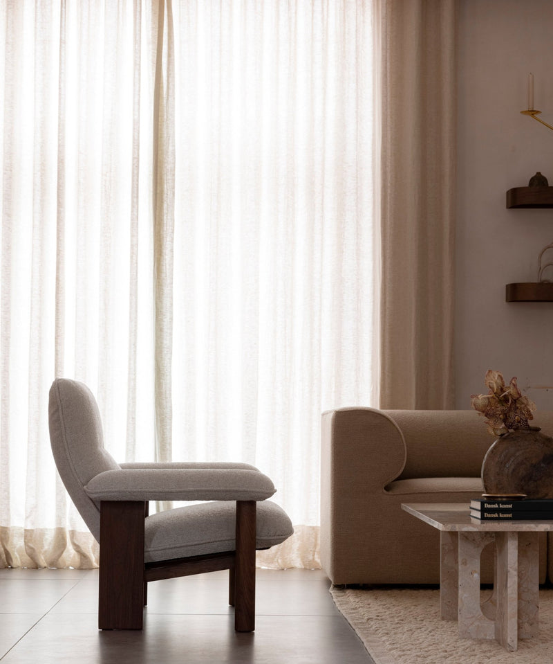 Brasilia Lounge Chair & Ottoman - Upholstered - Audo Copenhagen Chairs - Chair Only - Boucle 02 Fabric - Natural Oak - HORNE