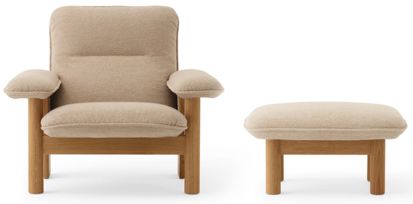 Brasilia Lounge Chair & Ottoman - Upholstered - Audo Copenhagen - Chairs - Chair Only - Boucle 02 Fabric - Natural Oak - HORNE
