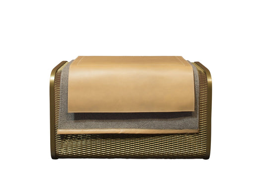 Caballito Blanco Small - Leather & Fabric - Oscar Maschera - Stools + Benches + Ottomans - Black - Light Gray - Bronze - HORNE