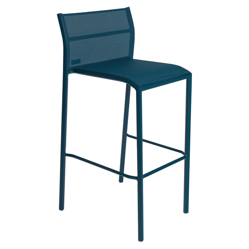 Cadiz High Barstool - Stereo Fabric - Set of 4 - Fermob - Outdoor Furniture - Acapulco Blue - HORNE