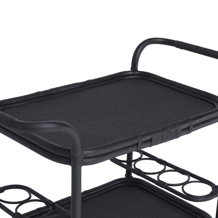 Carlo Rattan Bar Cart - Sika Design - Tables + Desks - Black - HORNE