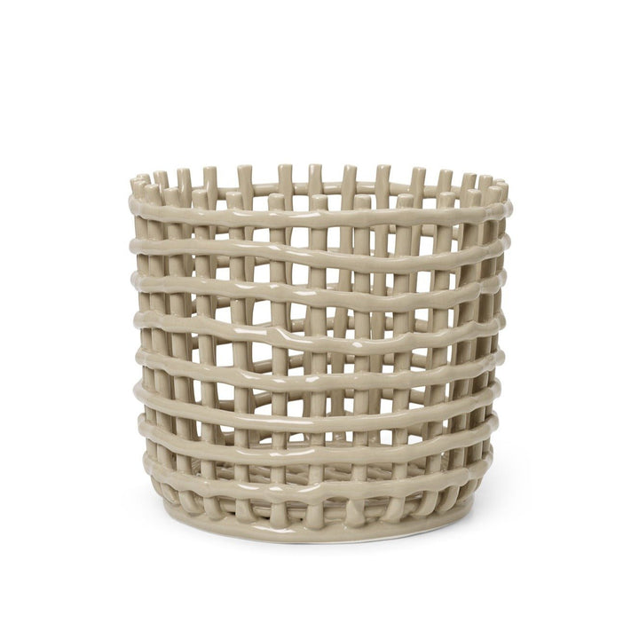 Ceramic Basket - Ferm Living - Storage + Organization - Large - Cashmere - HORNE