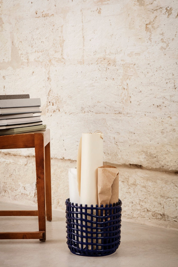 Ceramic Basket - Ferm Living - Storage + Organization - Extra Large - Off - White - HORNE