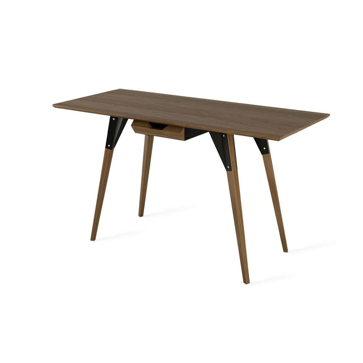 Clarke With Drawer Thin Rectangle Desk - Walnut - Tronk - Tables + Desks - Black - HORNE