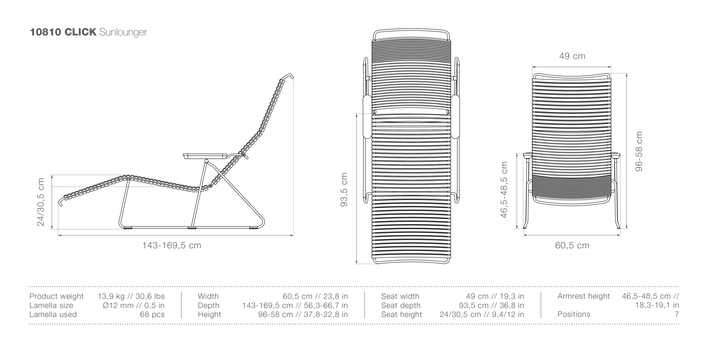 CLICK Sunlounger - HOUE - Outdoor Furniture - Dark Blue - HORNE