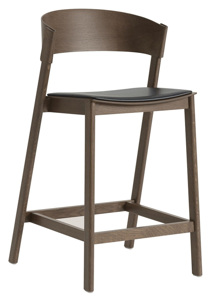 Cover Bar & Counter Stool - Muuto - Stools + Benches + Ottomans - Counter Height - Refine Leather Black/Stained Dark Brown - HORNE