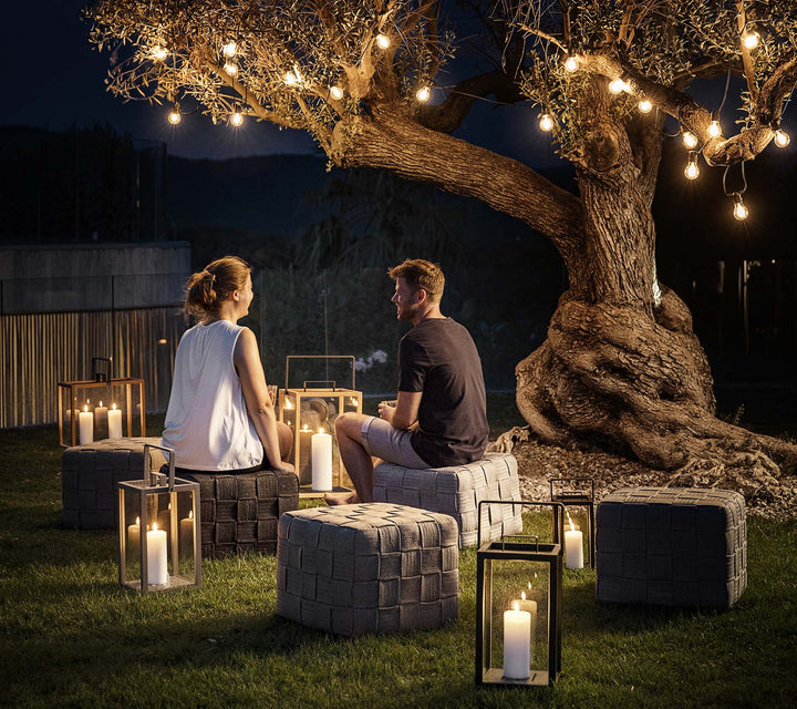 Cube Footstool - Cane Line - Outdoor Furniture - Taupe - HORNE