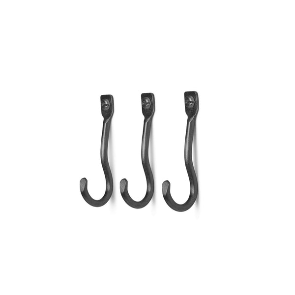 Curvature Hooks - Set of 3 - Ferm Living - Hangers & Hooks - Black Brass - HORNE