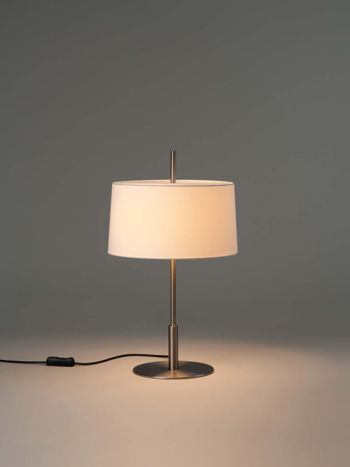Diana Menor Table Lamp - Santa & Cole - Table + Task - Satin Nickel - White Linen - HORNE