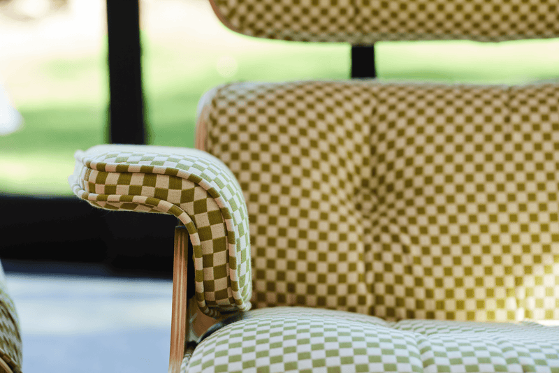 Eames® Lounge Chair and Ottoman - Alexander Girard Check - Herman Miller® - Chairs - Classic - White Oak - Black/White Checker - HORNE