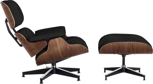 Eames® Lounge Chair and Ottoman - Leather - Herman Miller® - Chairs - Classic - Oiled Walnut - Prone Obsidian - HORNE