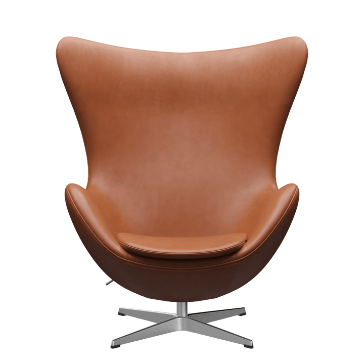 Egg™ Lounge Chair - Fritz Hansen - Chairs - Grace Walnut Leather - Satin Polished Aluminum - HORNE