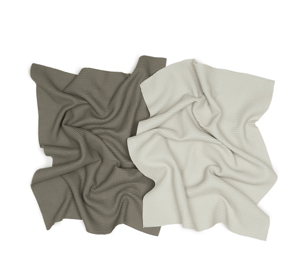 Essential Waffle Dish Towels - Set of 2 - Hawkins New York - Kitchen Tools - Light Grey/Dark Grey - HORNE