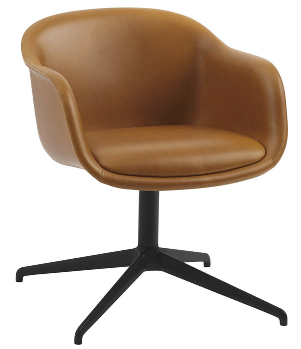 Fiber Conference Armchair - Swivel Base - Muuto - Chairs - Refine Leather Cognac Seat & Black Base - HORNE
