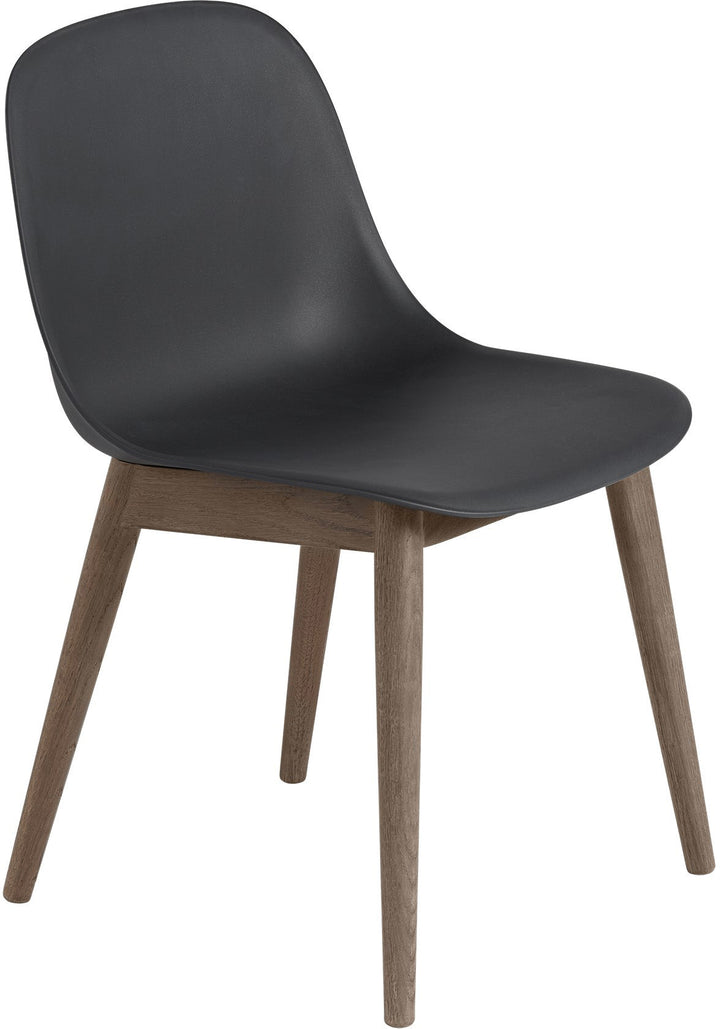 Fiber Side Chair - Wood Base - Muuto - Chairs - Black Shell & Dark Stained Base - HORNE