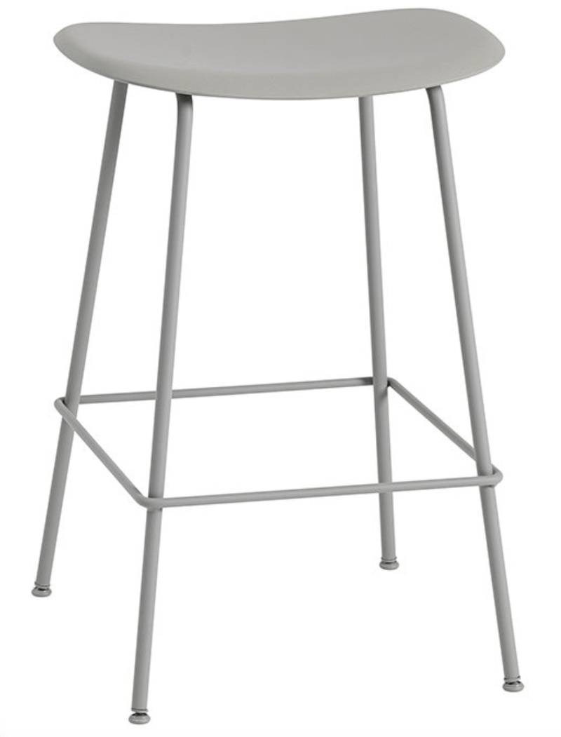 Fiber Stool Without Back - Wire Base - Muuto - Stools + Benches + Ottomans - Black Seat & Black Base - Counter Height - HORNE