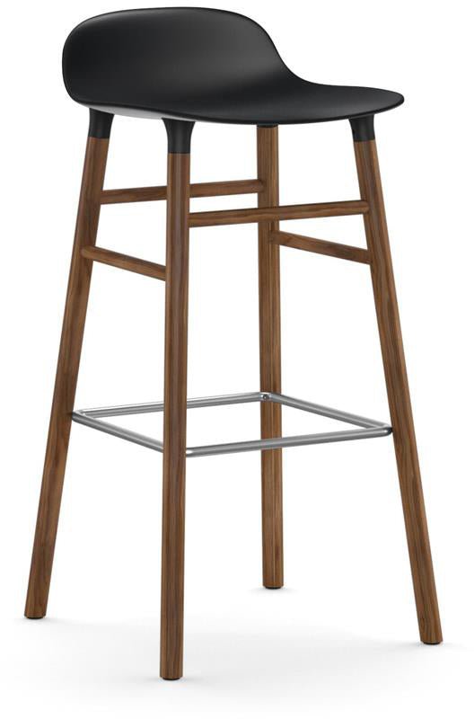 Form Barstool - Normann Copenhagen - Stools + Benches + Ottomans - Black - Low - Walnut - HORNE