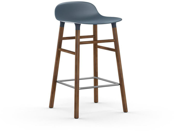 Form Barstool - Normann Copenhagen - Stools + Benches + Ottomans - Blue - Low - Walnut - HORNE