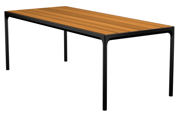 FOUR Dining Table - HOUE - Outdoor Furniture - 35.4" x 82.7" - Bamboo Top/ Black Frame - HORNE