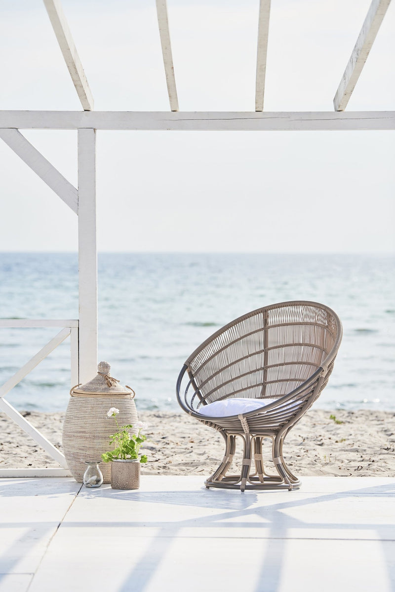 Franco Albini Luna Sun Chair - Exterior - Sika Design - Outdoor Furniture - Natural - Tempotest White Canvas - HORNE