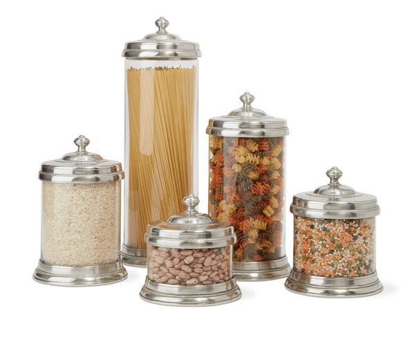 Glass Storage Canister with Lid - Match Pewter - Bath - Small - HORNE