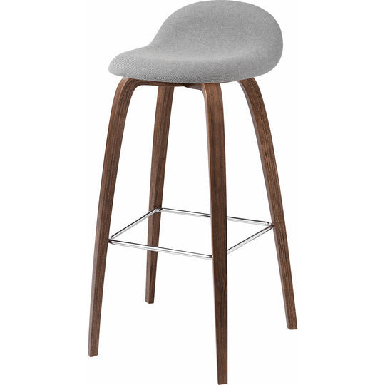Gubi 3D Stool Upholstered Shell - Wood Base - 25.6" Seat Height