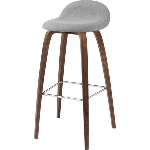 Gubi 3D Stool Upholstered Shell - Wood Base - 25.6" Seat Height