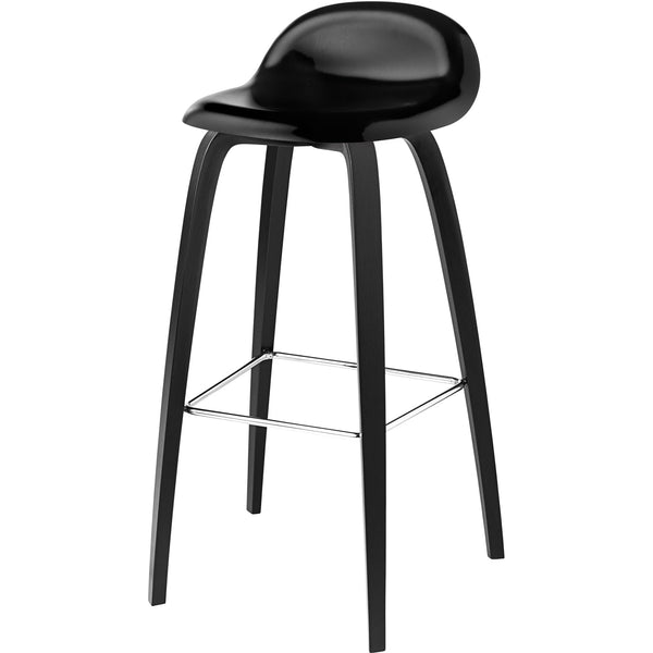 Gubi 3D Stool Wood Shell - Wood Base - 25.6" Seat Height