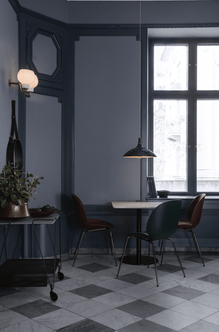Beetle Dining Chair - Antique Brass Base - Gubi - Chairs - Black - HORNE