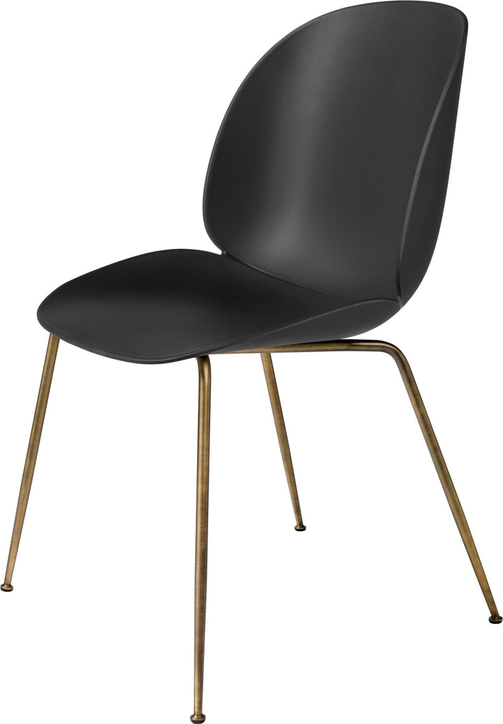 Beetle Dining Chair - Antique Brass Base - Gubi - Chairs - Black - HORNE