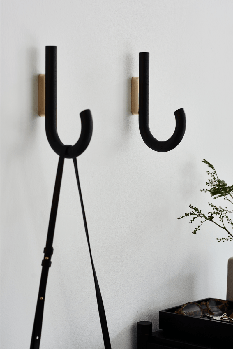 Hook Hanger - Set of 2 - Gejst - Storage + Organization - Oak - Brass - HORNE