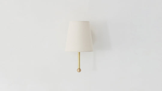 House Sconce - Workstead - Wall Sconces - Hardwired - Hewn Brass - Natural Linen - HORNE