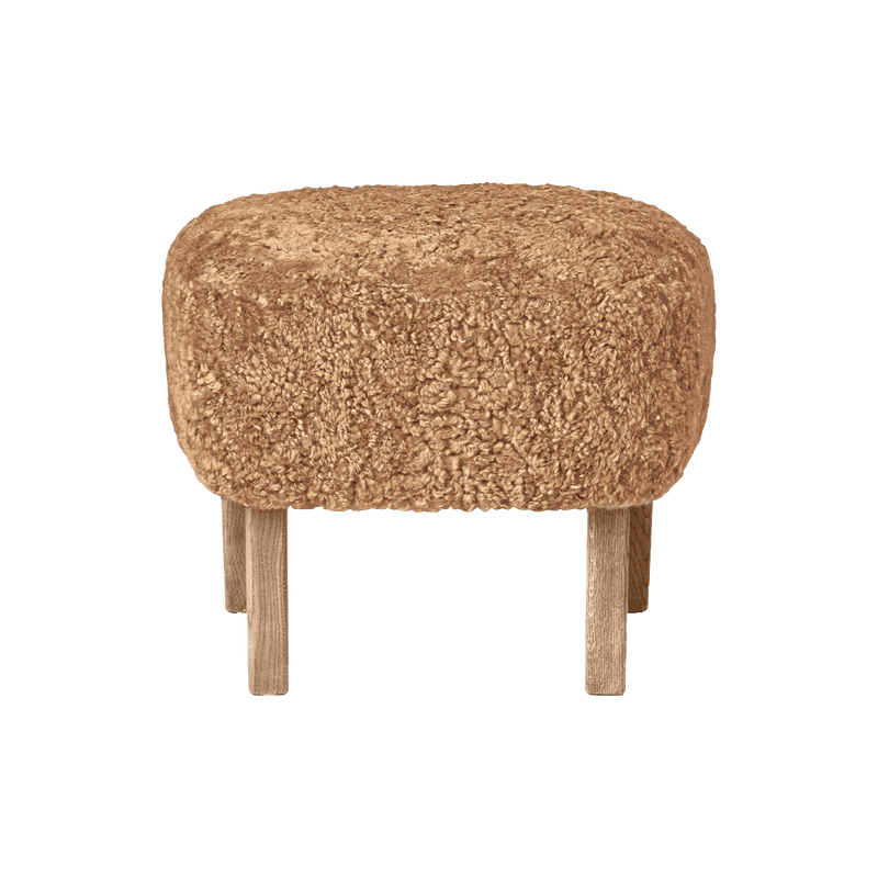 Ingeborg Footstool - Sheepskin - Audo Copenhagen - Stools + Benches + Ottomans - Moonlight - Smoked Oak - HORNE