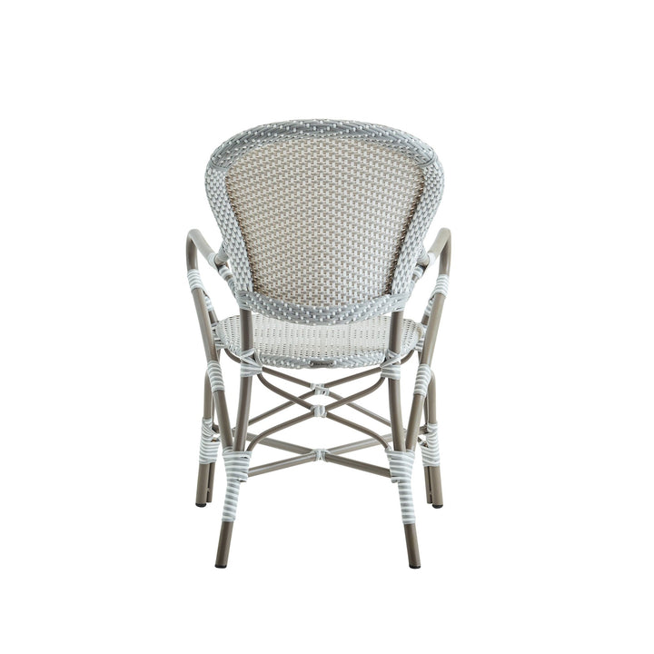 Isabell Arm Chair AluRattan - Sika Design - Outdoor Furniture - White / Cappuccino Dots - Almond - HORNE