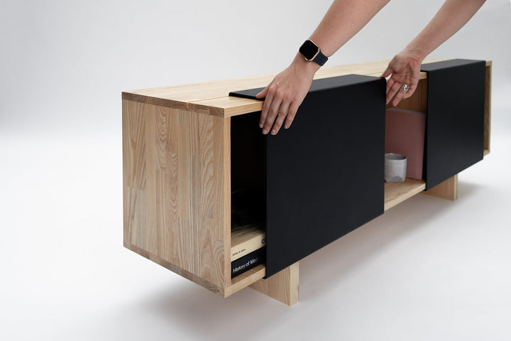 LAX 3X Shelf + Base - MASH Studios - Sideboards + Cabinets - Black - Ash - HORNE