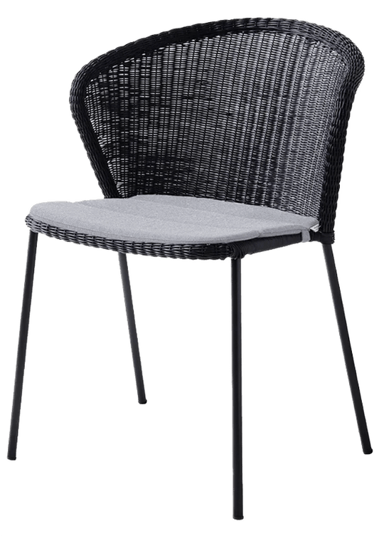 Lean Chair - Cane Line - Outdoor Furniture - Black - Add Grey Natté Cushion - HORNE