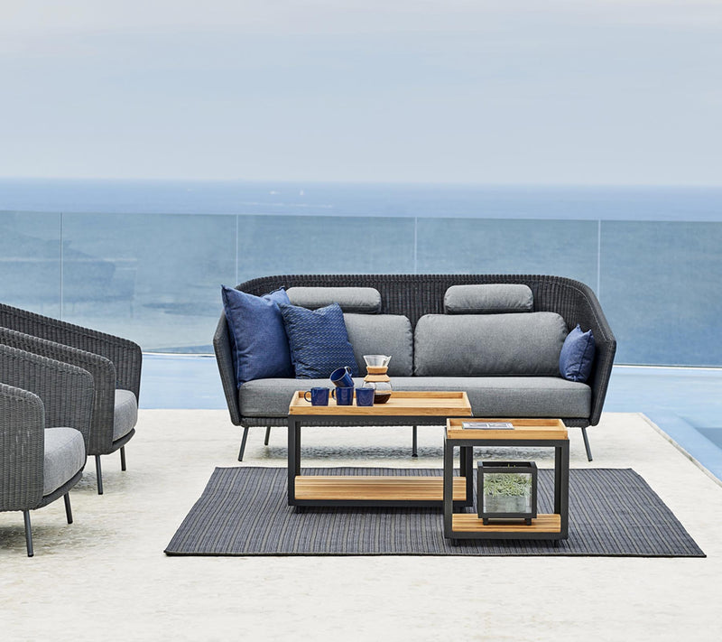 Level Coffee Table - Large - Cane Line - Outdoor Furniture - Lava Grey - Teak - HORNE