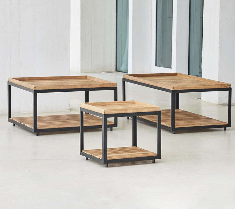Level Coffee Table - Large - Cane Line - Outdoor Furniture - Lava Grey - Teak - HORNE