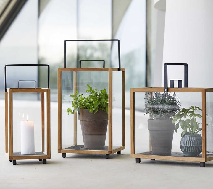 Lighthouse Lanterns - Teak - Cane Line - Candle Holders - Rectangular - HORNE
