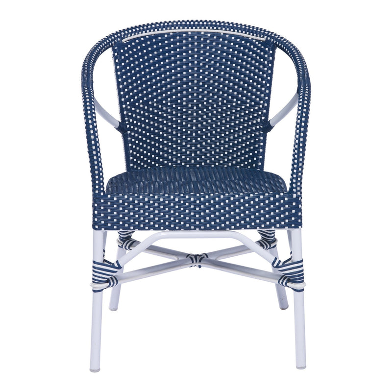 Madeleine Arm Chair AluRattan - Sika Design - Outdoor Furniture - Navy Blue with White Dots - White - HORNE