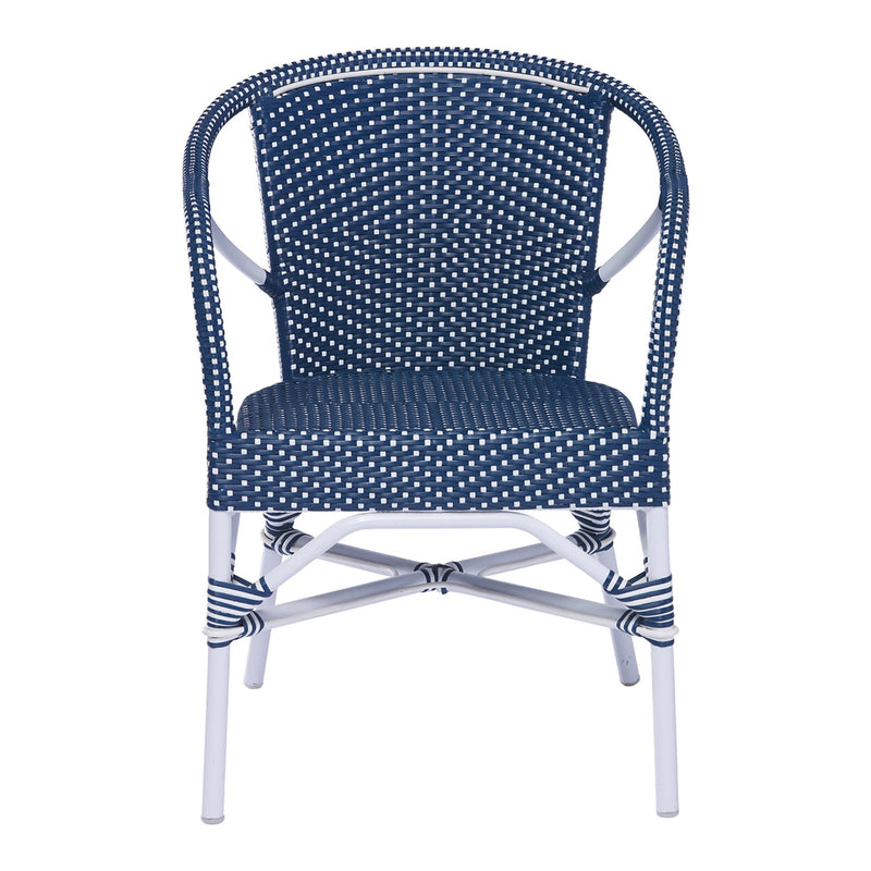 Madeleine Arm Chair AluRattan - Sika Design - Outdoor Furniture - Navy Blue with White Dots - White - HORNE