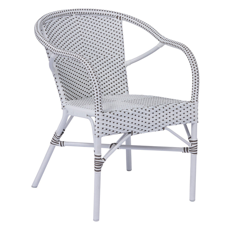 Madeleine Arm Chair AluRattan - Sika Design - Outdoor Furniture - Navy Blue with White Dots - White - HORNE