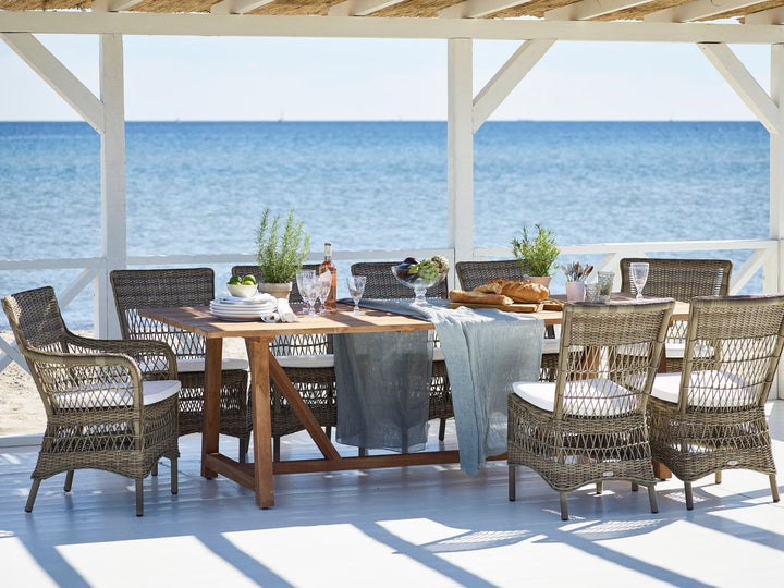 Marie Arm Chair - Exterior - Sika Design - Outdoor Furniture - Natural - Tempotest Canvas White - HORNE