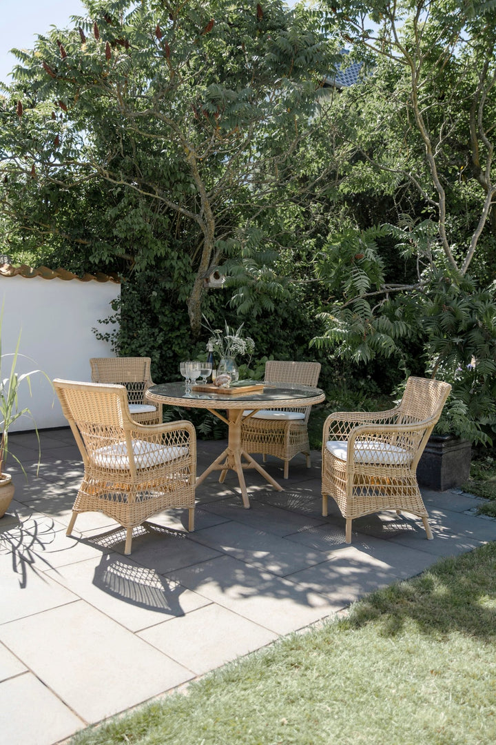 Marie Arm Chair - Exterior - Sika Design - Outdoor Furniture - Natural - Tempotest Canvas White - HORNE