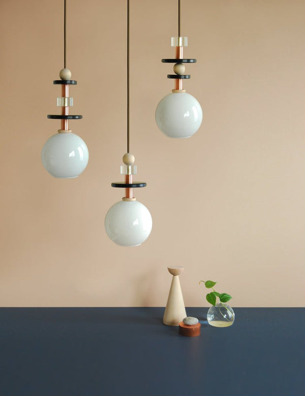 Maru Pendant - Brass - Ladies & Gentlemen - Pendants - 6" - Short - Cream Translucent - HORNE