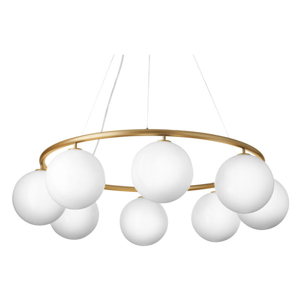 Miira 8 Circular Pendant - Nuura - Pendants - Brass/Opal White - HORNE